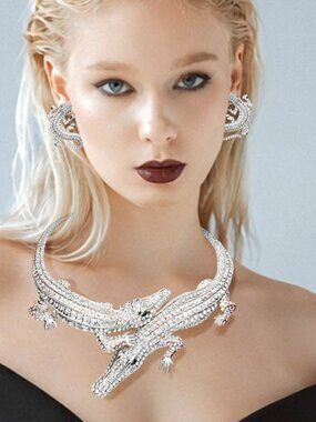 Rebel Crocodile Statement Necklace Set